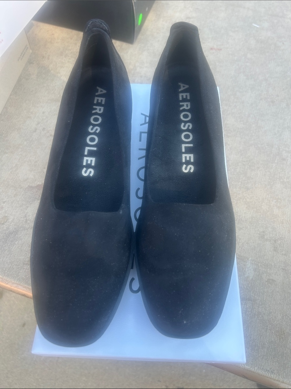 AEROSOLES Black Sueded Slip-On Comfort Flats